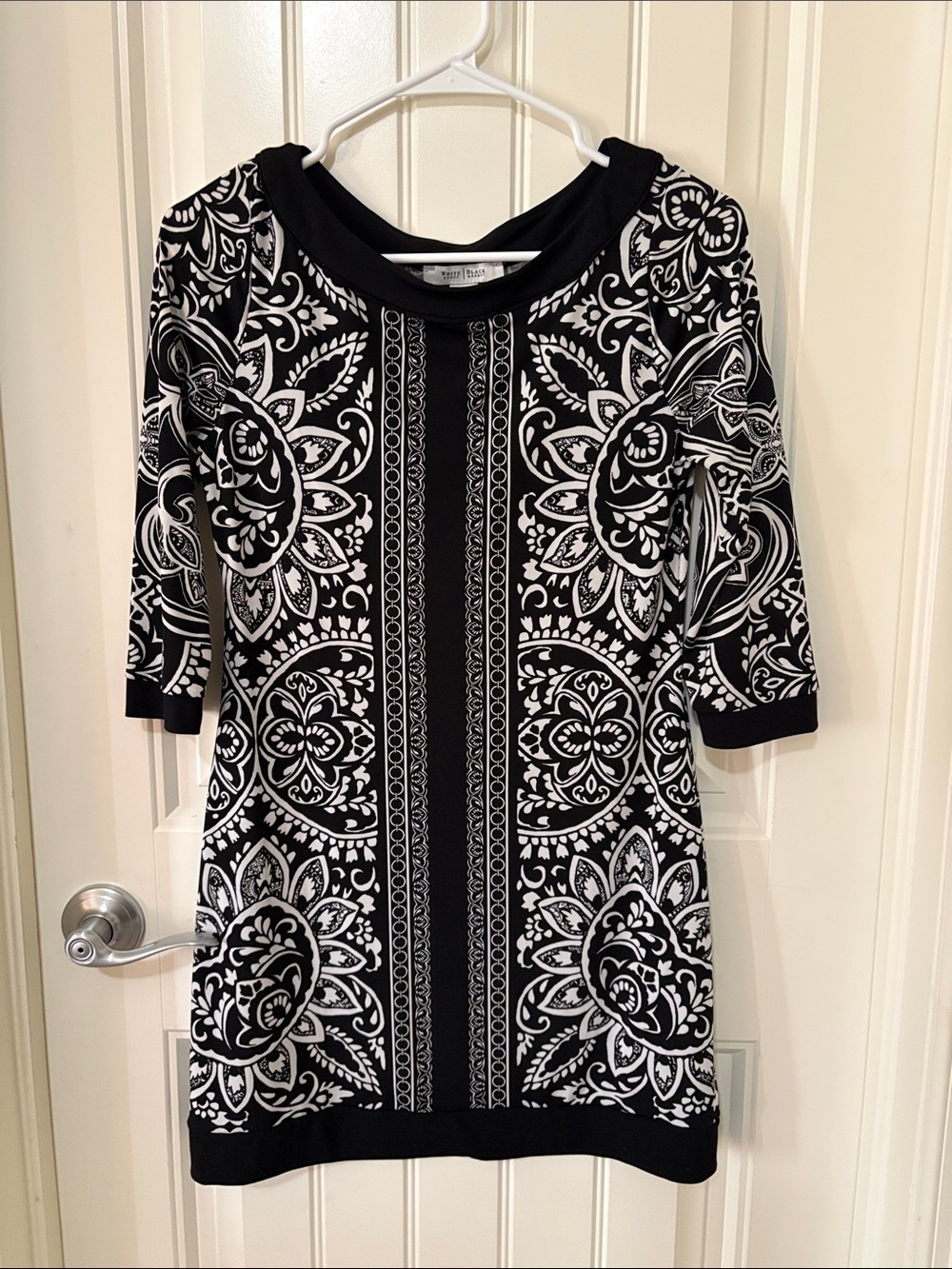 White House Black Market Black and White Patterned Shift Dress